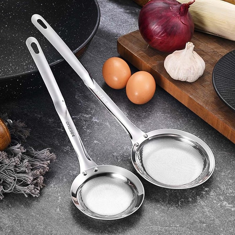 Large Stainless Steel Slotted Spoon Skimmer Durable Restaurant Cooking Utensil - Image 5